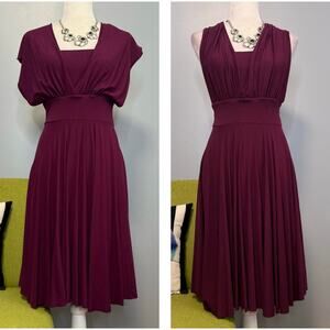 White House Black Market WHBM Raspberry Jersey Convertible Fit and Flare Dress 4